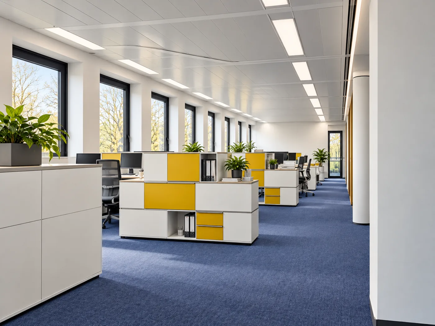 Umgebaute Büroetage in München mit Loungebereich