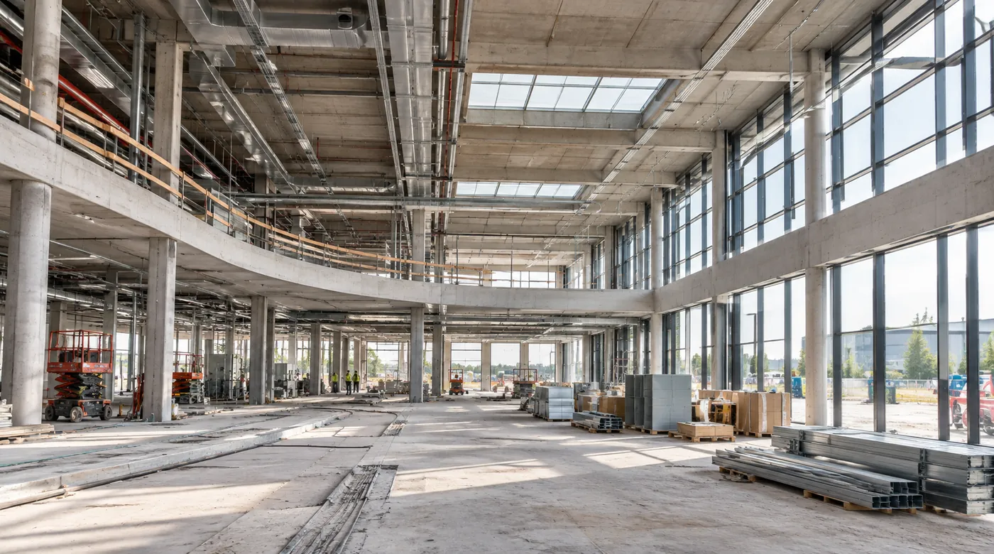 Gewerbe- und Industriehalle im Bau